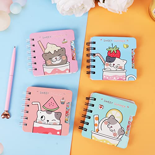 Mini Notebooks for Kids,Kawaii Small Cat Notebook Notepad for Little Girls - color: Summer Cat