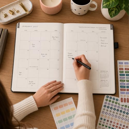 &And Per Se 2027 Planner, 12-Month Monthly & Weekly, 2027 Calendar Planner with 100gsm Paper, B5 Hardcover Faux Leather, 7.5" x 10"(Dark Blue) - color: Dark Blue, size: 7.5" x 10"(Jan 2027-Dec 2027)