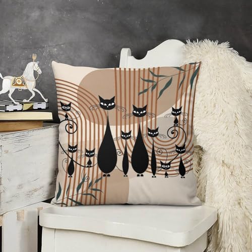 Vintage Black Cat Pillow Covers Mid Century Abstract Geometry Retro Rainbow Leaves Pattern Home Decor Sofa Bedroom Cushion Outdoor Indoor Decorations 16 "x16 - color: Butterfly-9, size: 16" x 16" (Pack of 2)