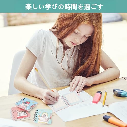 Mini Notebooks for Kids,Kawaii Small Cat Notebook Notepad for Little Girls - color: Summer Cat