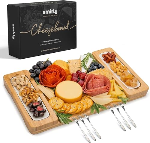 SMIRLY Bamboo Charcuterie Board Set with Serving Accessories