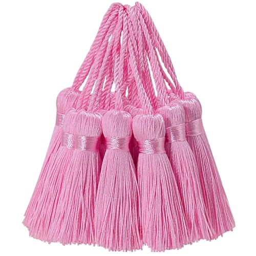 20Pcs 4.3 Inch Silky Mini Craft Tassels for Earrings, Souvenir(Pink) - color: Pink