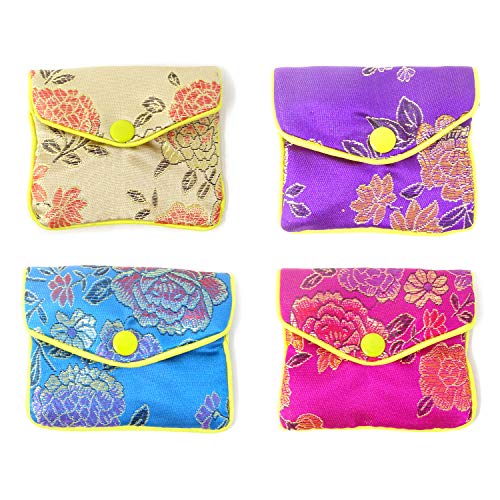 "Honbay 12PCS Jewelry Silk Purse Pouch Brocade Embroidered Bags Gift Bags, Assorted Colors (S)" - size: S