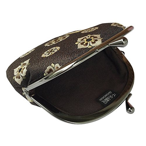 Nishijin brocade round clasp purse/coin purse with lining, size L. (Shosohanabishimon) - color: Shosohanabishimon
