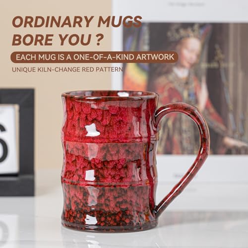 Crimson Ember Ceramic Mug, 22oz Reactive Glaze Coffee Mug, Gift for Him - color: 22oz - Crimson Ember · POWER