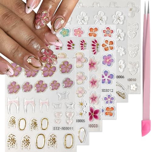 Colorful Nail Stickers for Nail Art Flower Nail Decals for Women - color: Colorful-16
