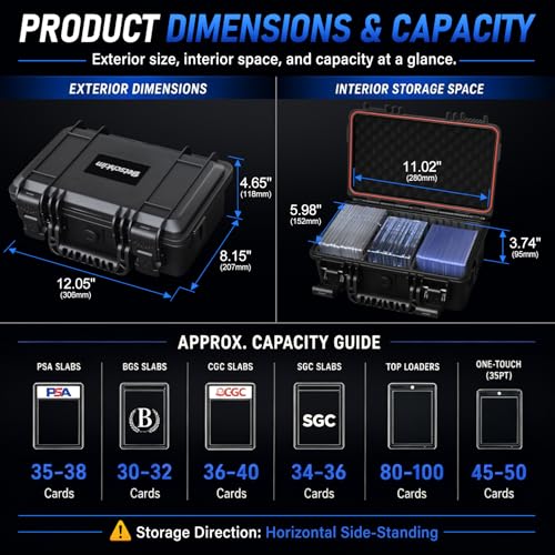 Graded Card Case, Baseball Card Storage Box for Trading Cards with Dividers - color: Compact