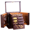 Wooden Jewelry Box for Women, 5-Layer Large Lock with Drawers - color: Brown（L）