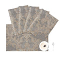 Loom and Mill Luxury Jacquard Damask Placemats Double Layer, Set of 4, Gray - color: Gray + Beige-brown(pattern), size: 4 Pieces