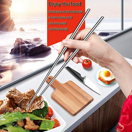 5 Pairs 304 Stainless Steel Chopsticks, 8.9 Inch, Silver