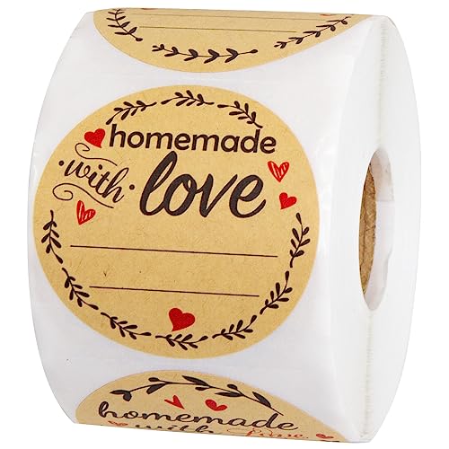 Fancy Land 500 Homemade with Love Stickers Canning Labels for Baked Goods