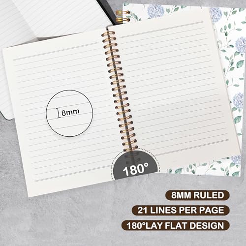 Hydrangea Notebook Journal, Hydrangea Gifts, Blue Notebook Office Supplies, Hardcover Spiral Journal 5.5x8.3 Inch - color: Blue Hydrangea