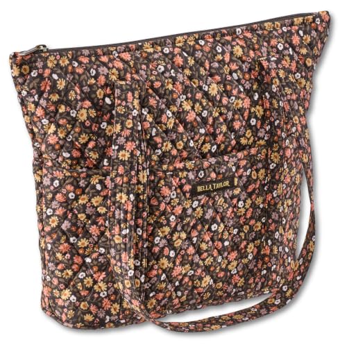 Bella Taylor Stride Tote, Quilted Shoulder Bag for Women - color: Twilight Garden