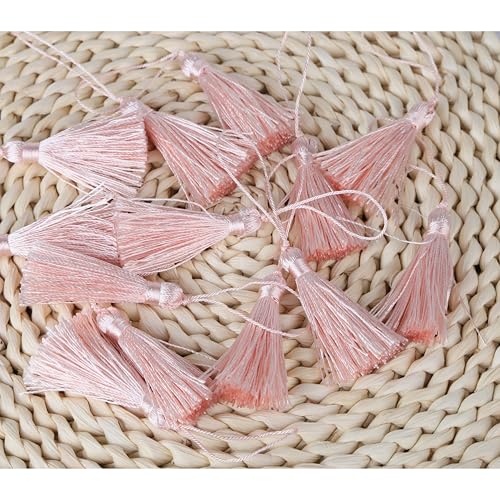BEL AVENIR 45 pcs Mini Bookmark Tassels 3.75inch Silky Key Tassel - color: Light Pink