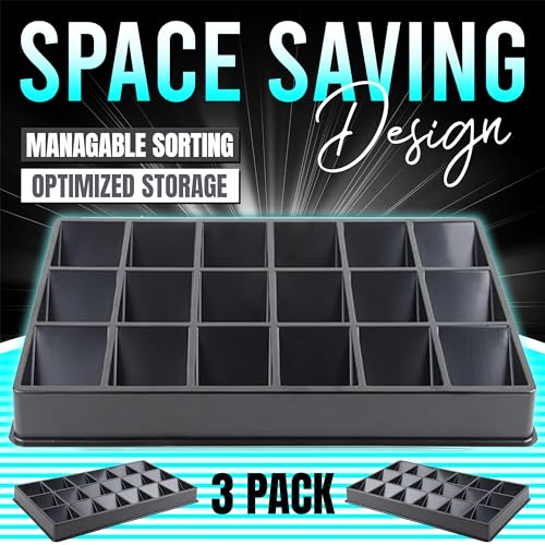 (3 Pack 18-Slot Toploder Trading Card Sorting Tray - Improved Design Compatible with Top Loaders, One Touch & Sleeved Cards
