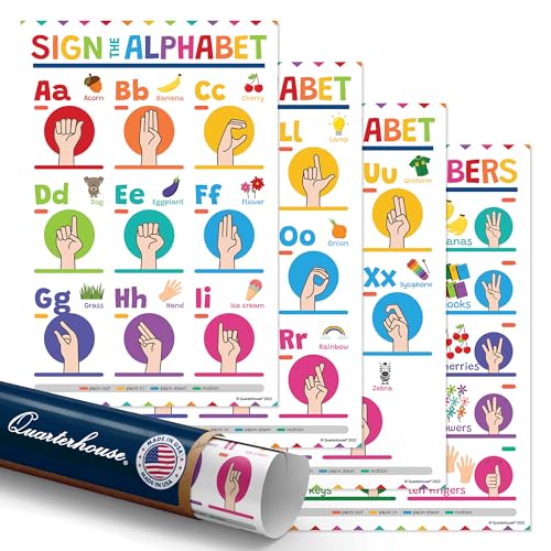 Quarterhouse 4 Poster Sign Language Part 1 Classroom Set - color: Sign Language Part 1