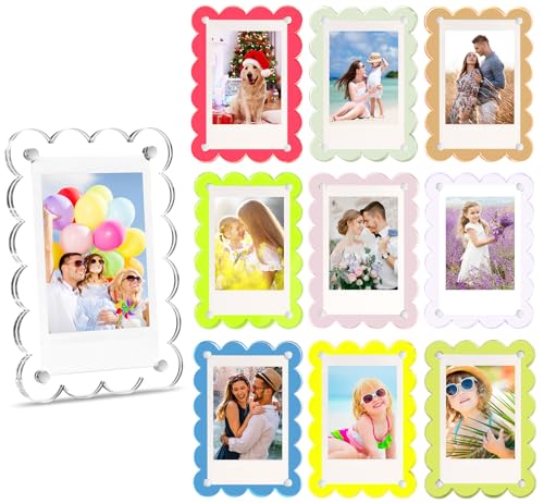 10 Pack Acrylic Fridge Magnetic Frame for Polaroid, 2.36x3.54 In Mini Picture Frames Colorful for Fujifilm Instax Mini, 2 Sided Photo Refrigerator Magnet Picture Display Clear Frame Petal - color: Colorful, size: 10 Pack