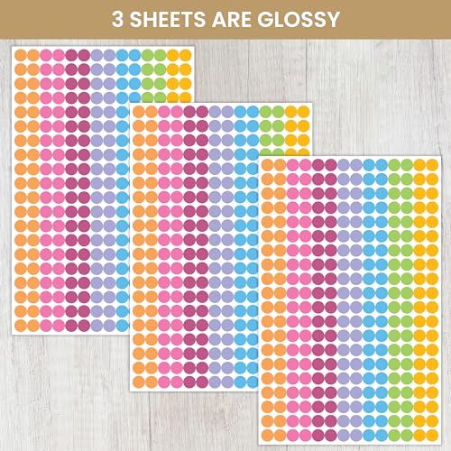 bloom daily planners Color Coding Planner Stickers - 1/4" Dot Labels - Six Sheets, 1000+ Stickers Per Pack! - color: Bright