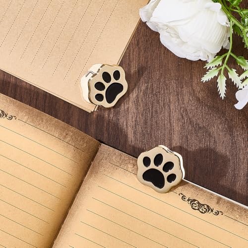 CRASPIRE 2Pcs Travelers Notebook Clip Journal Binder Clips Gold Metal Paw Print Vintage Retro Alloy Decorative Page Holders Accessories for TN Travelers Art Journaling Reading Decoration