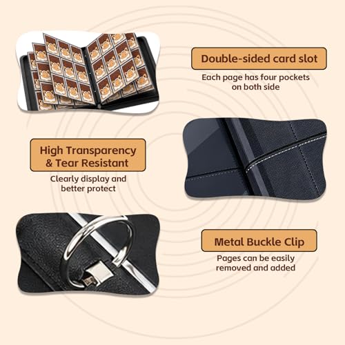 Cute 9 Pocket Trading Card Binder, 3-Ring Card Album - color: Brown, size: Large