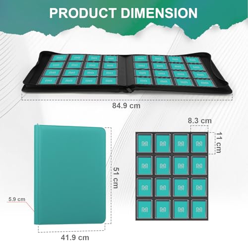 16 Pocket Toploader Binder,Holds 640 TopLoaders (16Cyan) - color: 16Cyan