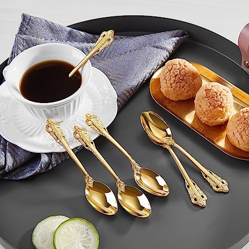 KEAWELL Luxurious 6-Piece 5.1-Inch Espresso Spoon Set (Gold) - color: Gold