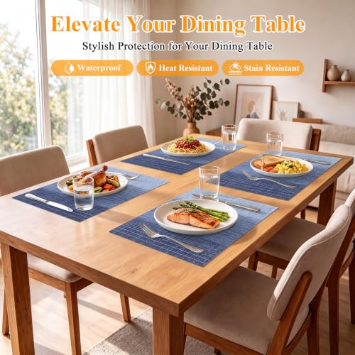 SHACOS Gradient Blue Woven Placemats Set of 6 Place Mats Indoor Outdoor - color: Gradient Blue, size: Set of 6