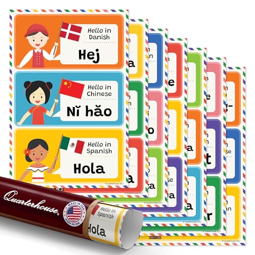 Quarterhouse 7 Poster Hello in 21 Languages Classroom Set - color: Hello in 21 Languages