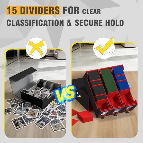 3-Drawer Trading Card Storage Box Holds 2500+ Cards(Red) - color: Red