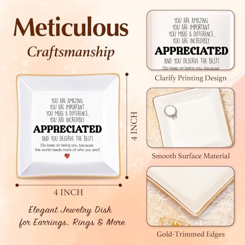 Thank You Gifts Ring Dish Coworker Appreciation Jewelry Tray Friend Present - color: Appreciated