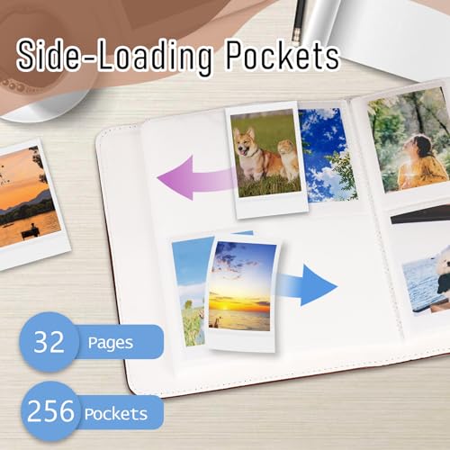 256 Pockets Photo Album for 2x3 Inch Picture, Kpop Photocard, Leather Cover, Photo Album Book Fit for Fujifilm Mini 12/11/9/8/EVO/Link/Liplay Instant Flims (Brown) - color: Brown, size: 256 Pockets