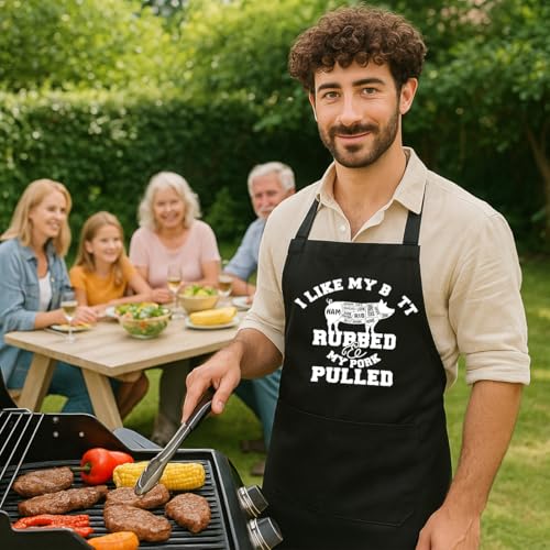 Funny Black Grill Apron with Pockets for Man,Dad,Husband,Father in Law,Chef Daddy Grilling Apron BBQ Cooking Gifts - color: Funny Dirty Apron-1