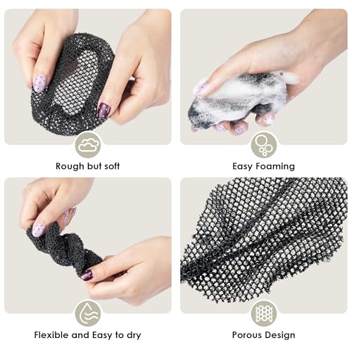 INNERNEED Body Shower Exfoliating Net Sponge Mesh Case Cover, Black - color: (Set6) 2 Case