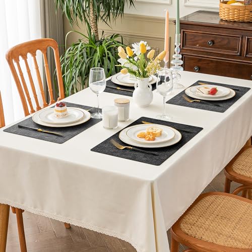 Romanstile Vinyl Placemats Set of 6, Reversible Faux Leather Wipeable Table Mats - color: Grey-black, size: PCS8