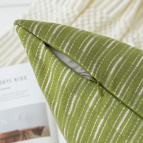 Kevin Textile Pillow Covers, Spring Rectangle Throw Pillow Covers Set of 2, Boho Woven Texture Linen Decorative Burlap Pillow Cases for Couch Bedroom Living Room, 12x20 inch, Light Green - color: A-light Green, size: 20" x 12" (Pack of 2)