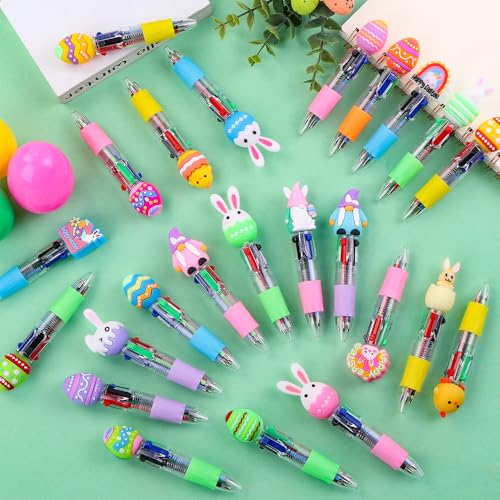 24PCS Easter Fun Pens Bunny Easter Egg Multicolor Pens for Basket Stuffers - style: Easter Eggs-24pcs