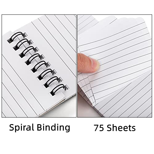 Hacaroa 30 Pack Top Spiral Memo Pads, 3"x5" Lined Pocket Notebook Mini College Ruled Paper 75 Sheets/150 Pages, Wirebound Small Steno Pads for Home, School, Office, Assorted Colors