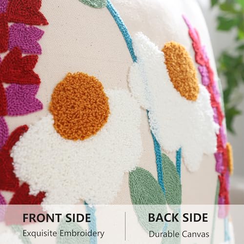 LUOYEHK Embroidered Throw Pillow Covers 18x18 Inch Set of 2 Spring Flower Decorative Pillow Cover Summer Boho Cushion Pillowcase for Couch Sofa Bed Living Room, Daisy Lavender - color: Daisy Lavender