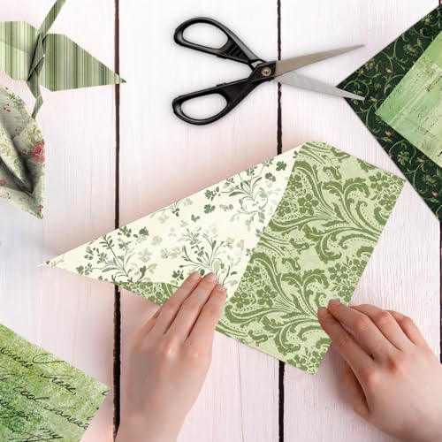 Green Scrapbook Paper Green Floral Pattern Papers Pad 12×12,24 Sheets Double-Sided Bobo Floral Scrapbooking CardStock Paper Supplies for Holiday Cardmaking DIY Junk Jounal Papers. - color: WW211