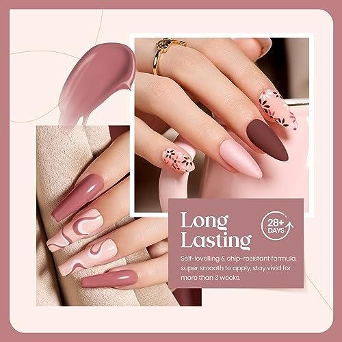 Beetles Nude Gel Nail Polish Set, Neutral Pink Brown Skin Tone Gel Polish - color: A - Mixed Finishes | Nude | Nude Symphony