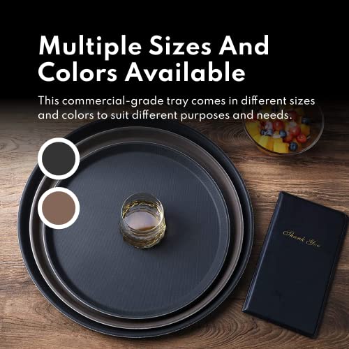 New Star Foodservice Non-Slip Tray, Plastic, Rubber Lined, Round, Black, 11-Inch - size: 11 inch