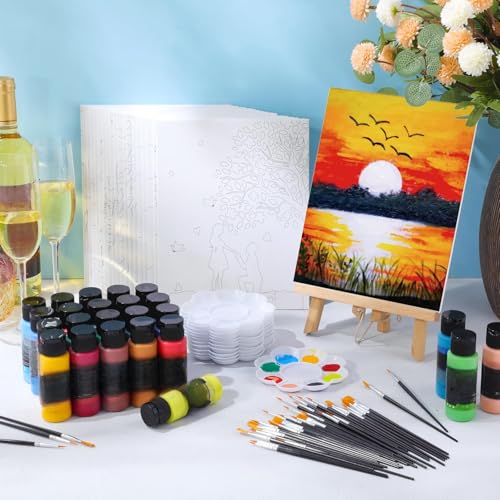 Sherr 24 Pcs Pre Drawn Canvas for Adult, Scenery, 8 x 10 Inch - size: 8 x 10 Inch, style: Scenery