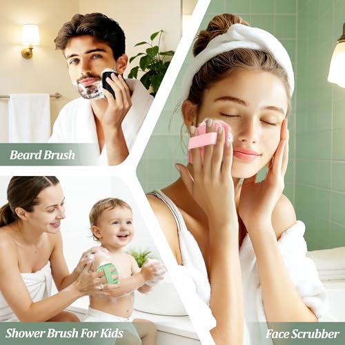 Silicone Face Scrubber & Lymphatic Contour Face Brush Set, Soft Facial Brush with Unique Side-Bristle for Gentle Exfoliating & Deep Cleansing, Lymphatic Drainage Massager for Sculpting(Pink) - color: Pink Set