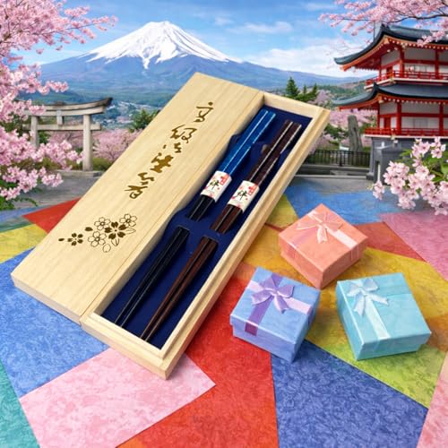 Premium Japanese Chopsticks Reusable 2prs Set [ Made in Japan ] Traditional Lacquer Art Wooden Chopsticks B (Splashed Pattern BL/BR(2KR019))