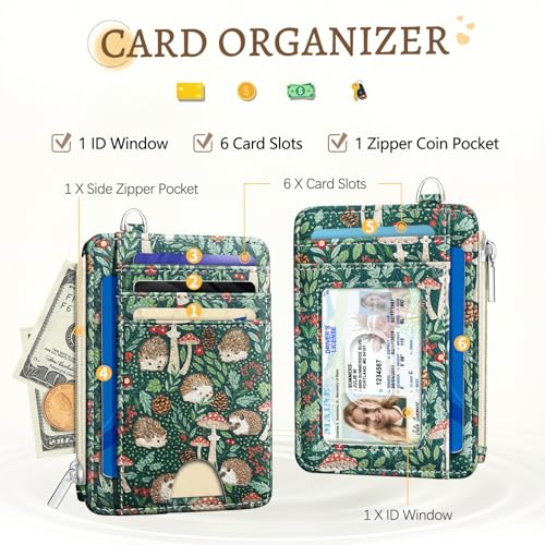 Kelvoris Credit Card Holder Small Wallet Women, Slim RFID, Cute Hedgehog - color: Hedgehog