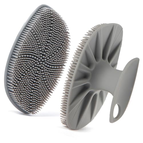 Silicone Face Scrubber for Men,Facial Cleansing Brush Face Wash Brush Manual Skin Care Face Brushes for Cleansing and Exfoliating Removes Dead & Dry Skin (Gray) - color: Gray