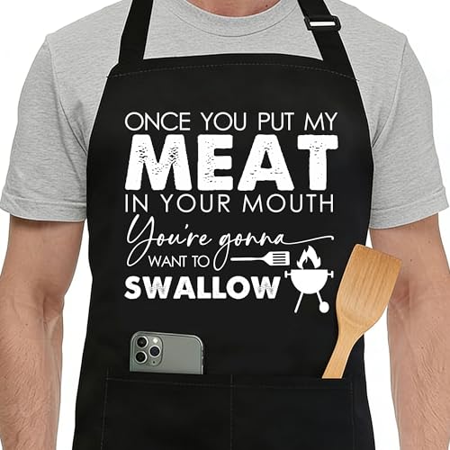 Funny Black Apron with Pockets for Man,Dad,Husband,Father in Law,Chef Daddy Women Grilling Apron BBQ Cooking Gifts - color: Apron-3