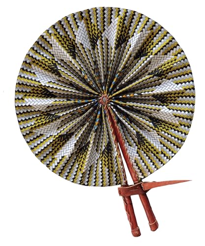 Kente African Print Foldable Hand Fan - color: Anan