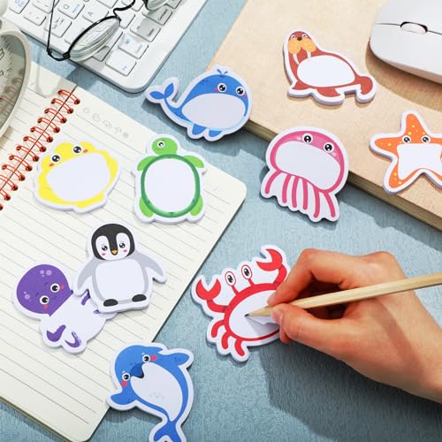 Yinder 24 Pads Kids Sticky Notes, Ocean Animal Cartoon Memo Pads - color: Multicolor, size: Ocean Animals