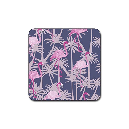 Blush Pink Flamingo Square Coaster Set - Made of Recycled Rubber - Set of 4 - color: Blush Pink Flamingo Pattern Square